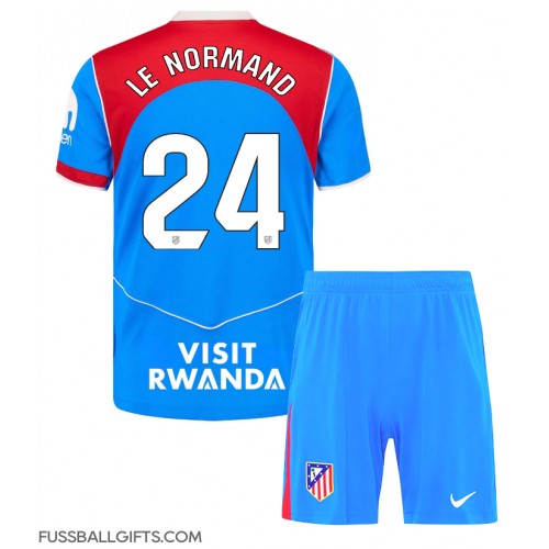 Atletico Madrid Robin Le Normand #24 Fußballbekleidung 3rd trikot Kinder 2025-26 Kurzarm (+ kurze hosen)